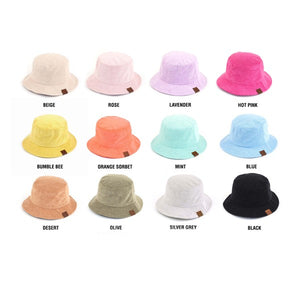 Trendy Pink Foldable Terry Cloth Bucket Hat