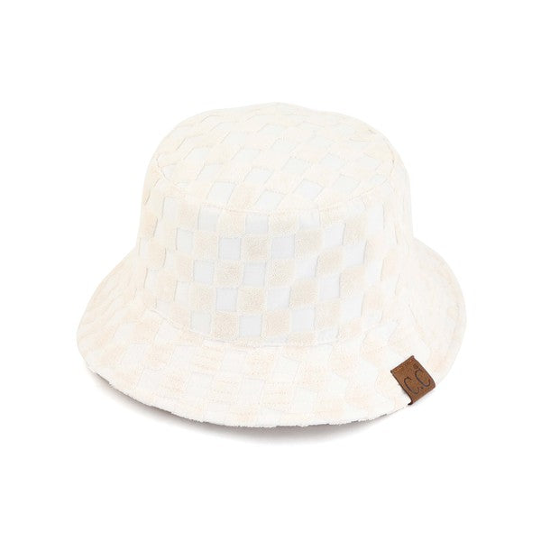 Trendy Checkered Terry Cloth Bucket