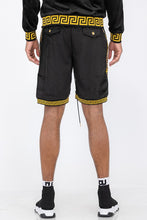 Load image into Gallery viewer, Black Status Print Velour Shorts Suede Shorts