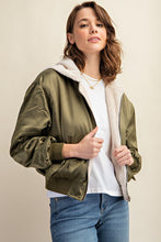 Load image into Gallery viewer, Reversible All Weather Fur Olive Bomber Jacket