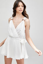 Load image into Gallery viewer, Fashionable White Trim Detail Side Tie Romper