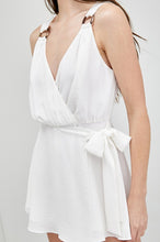 Load image into Gallery viewer, Fashionable White Trim Detail Side Tie Romper