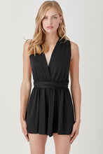 Load image into Gallery viewer, Black Halter Neck Waist Banded Knit Romper