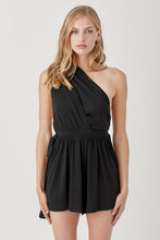 Load image into Gallery viewer, Black Halter Neck Waist Banded Knit Romper