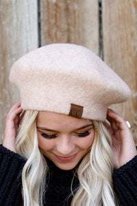 Stylish Wool Beige All-Weather Adjustable Beret Hat