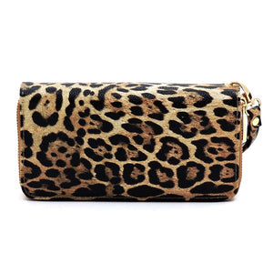 Leopard Double Zip Around Wallet Wristlet Purse