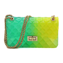 Load image into Gallery viewer, Quilt Embossed Green/Yellow Multi Color Jelly Shoulder Bag