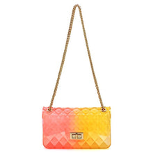 Load image into Gallery viewer, Quilt Embossed Green/Yellow Multi Color Jelly Shoulder Bag