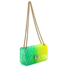 Load image into Gallery viewer, Quilt Embossed Green/Yellow Multi Color Jelly Shoulder Bag