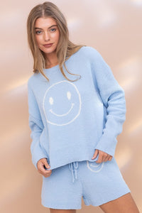 Cozy Light Blue Soft Top with Shorts Set