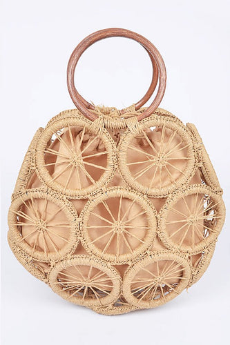 Bamboo Khaki Weaved Cording Summer Clutch Handbag