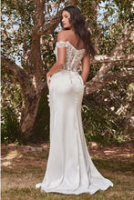 Load image into Gallery viewer, White Lace Bodice Bridal Off Shoulder Wedding Gown