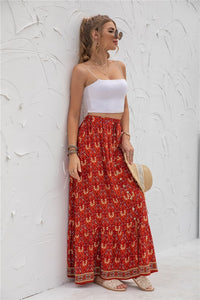 Red Tribal Womens Print Maxi Skirt