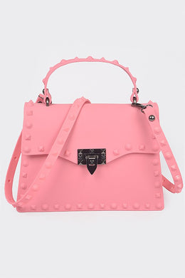 Pink Matte Finish Studded Convertible Jelly Bag