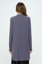 Load image into Gallery viewer, Brushed Knit Dark Cement Draped Cashmere Cardigan