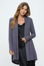 Load image into Gallery viewer, Brushed Knit Dark Cement Draped Cashmere Cardigan