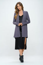 Load image into Gallery viewer, Brushed Knit Dark Cement Draped Cashmere Cardigan