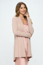 Load image into Gallery viewer, Brushed Tan Knit Draped Cashmere Cardigan