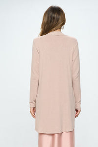 Brushed Tan Knit Draped Cashmere Cardigan