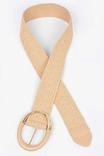 Load image into Gallery viewer, Green Oval Buckle Faux Straw Elastic Belt