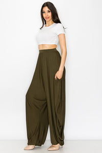 Chic Grey High Waist Draped Harem Loose Fit Pants