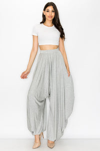 Chic Grey High Waist Draped Harem Loose Fit Pants