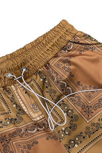 Men's Red Paisley Bandana Print Shorts