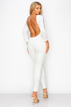 Load image into Gallery viewer, Summer White Knit Long Sleeve Open Back Jumpsuit