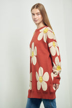 Load image into Gallery viewer, Happy Face Knit Loose Fit Flower Sweater