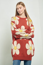 Load image into Gallery viewer, Happy Face Knit Loose Fit Flower Sweater