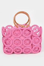 Load image into Gallery viewer, O Ring Handle Weaved Straw Green Summer Bag