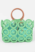 Load image into Gallery viewer, O Ring Handle Weaved Straw Green Summer Bag