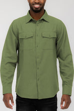 Load image into Gallery viewer, Men&#39;s Khaki Long Sleeve Solid Flannel Shirt