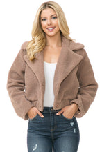 Load image into Gallery viewer, Women&#39;s Faux Fur Cropped Mauve Teddy Jacket