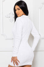 Load image into Gallery viewer, White Sequin Double Breasted Long Sleeve Mini Dress