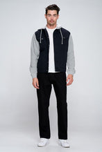 Load image into Gallery viewer, Men&#39;s Black Denim Jacket with Fleece Hood