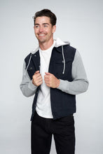 Load image into Gallery viewer, Men&#39;s Black Denim Jacket with Fleece Hood