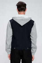 Load image into Gallery viewer, Men&#39;s Black Denim Jacket with Fleece Hood