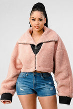 Load image into Gallery viewer, Athina Blush Oversized Sherpa with Contrast Jacket