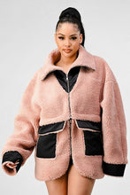 Load image into Gallery viewer, Athina Blush Oversized Sherpa with Contrast Jacket