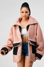 Load image into Gallery viewer, Athina Blush Oversized Sherpa with Contrast Jacket