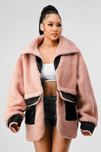 Load image into Gallery viewer, Athina Blush Oversized Sherpa with Contrast Jacket