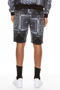 Men's Red Paisley Bandana Print Shorts