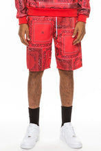 Load image into Gallery viewer, Men&#39;s Red Paisley Bandana Print Shorts