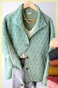 Cozy Winter Textured Sage Green Rosie Jacket