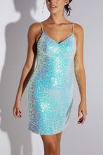 Load image into Gallery viewer, Glittered Silver Sequin Sleeveless Party Dress