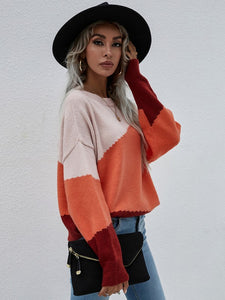 Long Sleeve Pink Round Neck Sweater