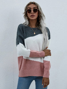 Long Sleeve Pink Round Neck Sweater