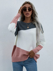 Long Sleeve Pink Round Neck Sweater