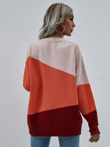 Long Sleeve Pink Round Neck Sweater